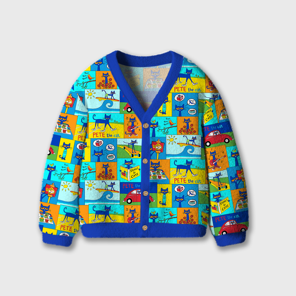 Cat's Daily Routine Kids Ugly Cardigan Sweaters