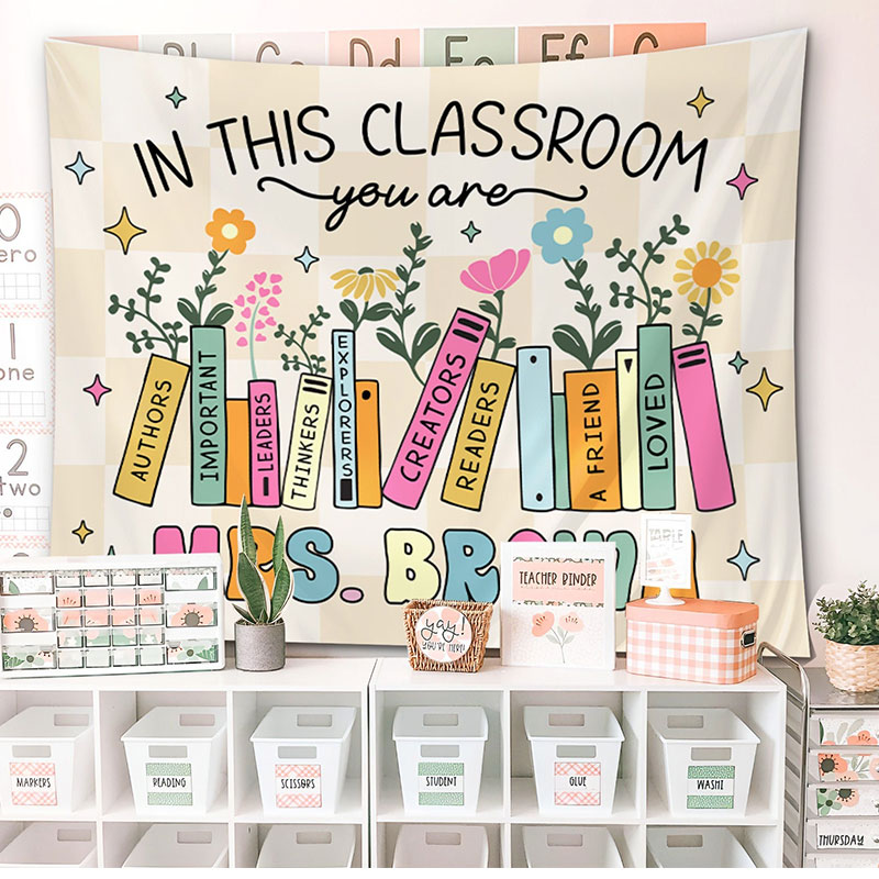 Personalized In This Class You Are Teacher Classroom Tapestry