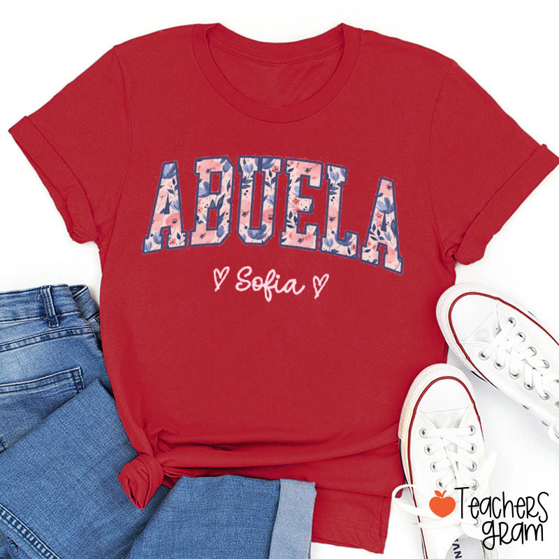 Personalized Grandma Floral Teacher T-Shirt