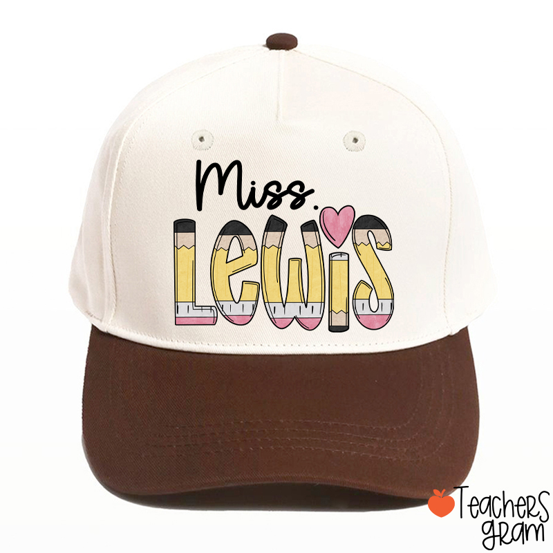 Personalized Pencil Name Teacher Baseball Cap