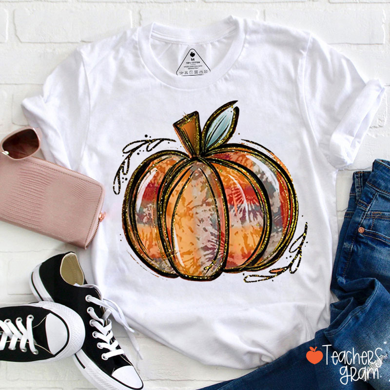 Pumpkin Tie Dye Teacher T-Shirt