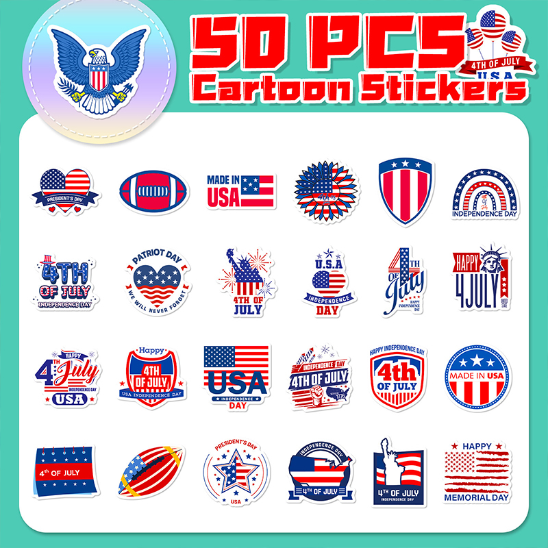 50 PCS Stars And Stripes Independence Day Teacher Stickers