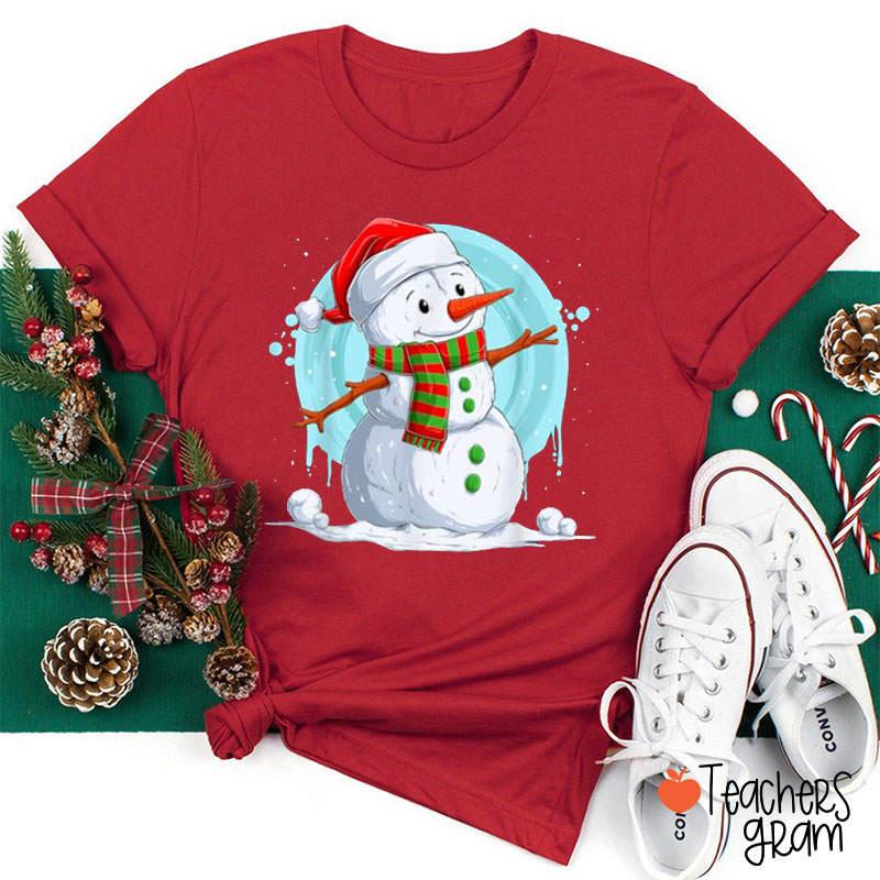 Cute Snowman In Winter Teacher T-Shirt