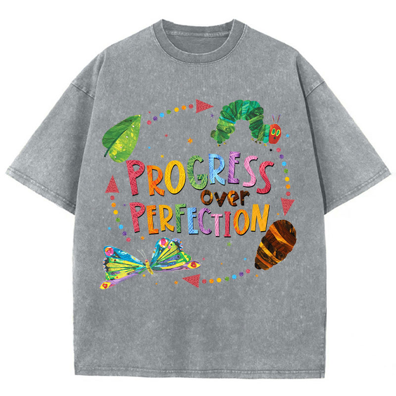 Progress Over Perfection Teacher Washed T-Shirt