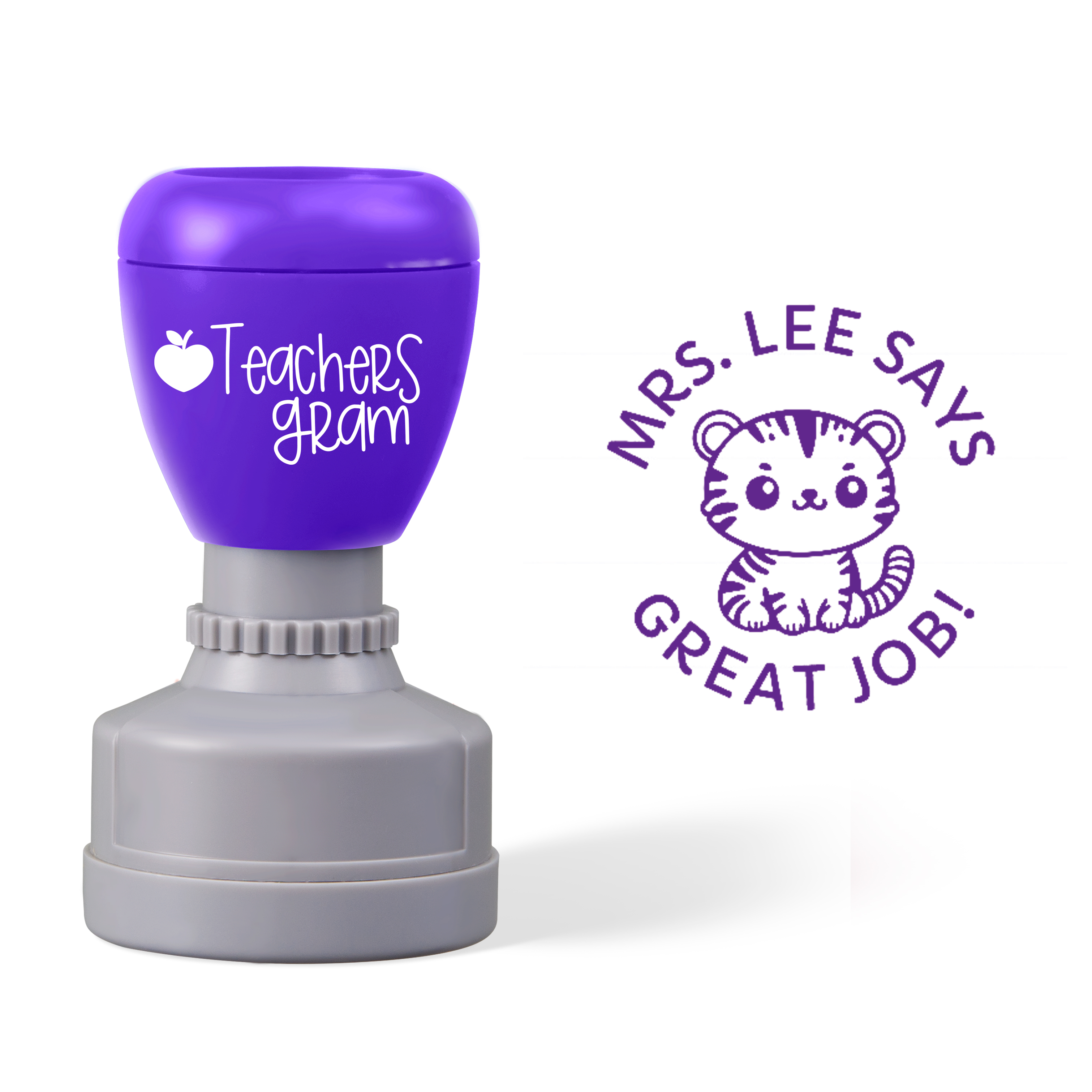 Personalized Name Great Job Cat Teacher Stamp