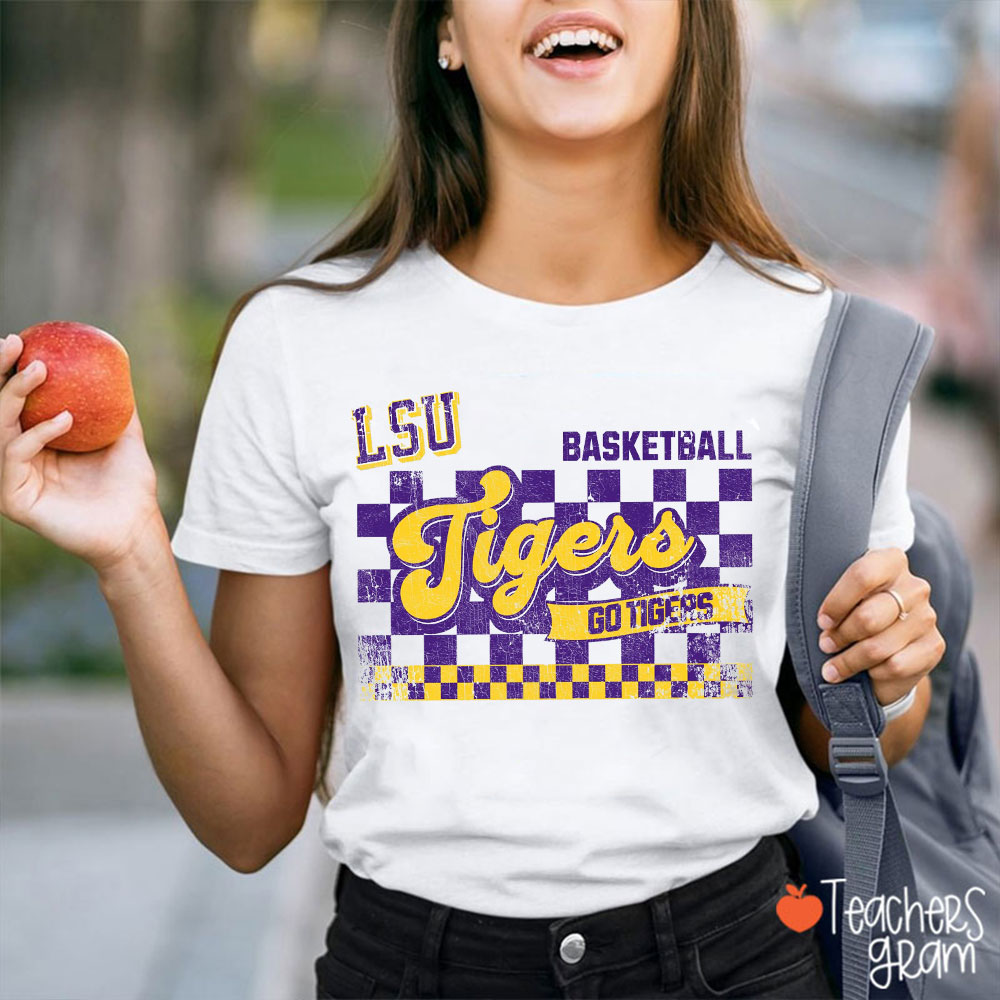 Personalized Mascot Vintage Checkerboard Teacher T-Shirt