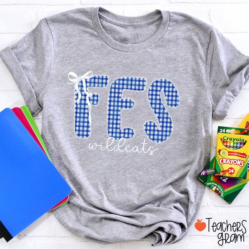 Personalized Gingham School Spirit Teacher T-Shirt