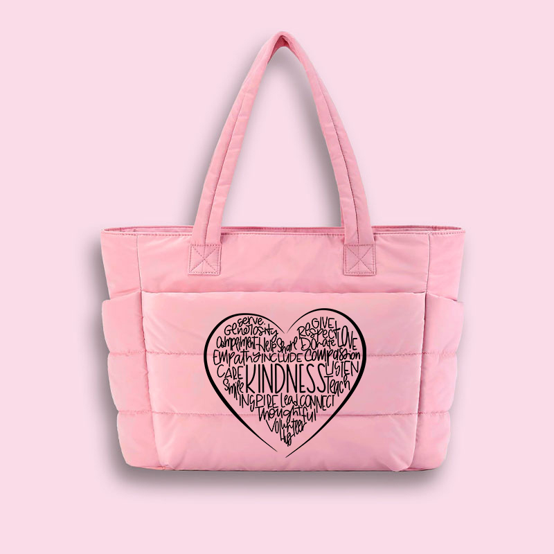 Kindness Teach Smile Teacher Puffy Tote Bag
