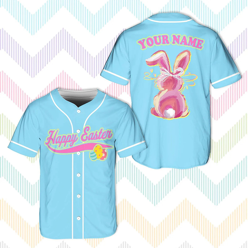 Personalized Easter Cute Bunny Teacher Baseball Jersey