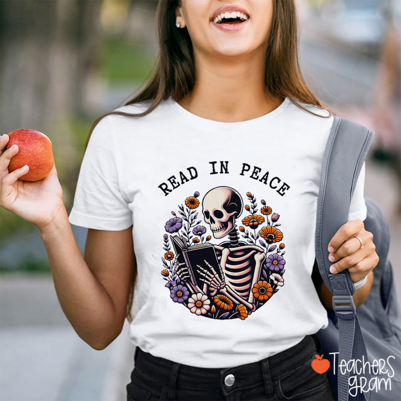 Wildflower Reading Read In Peace Teacher T-Shirt