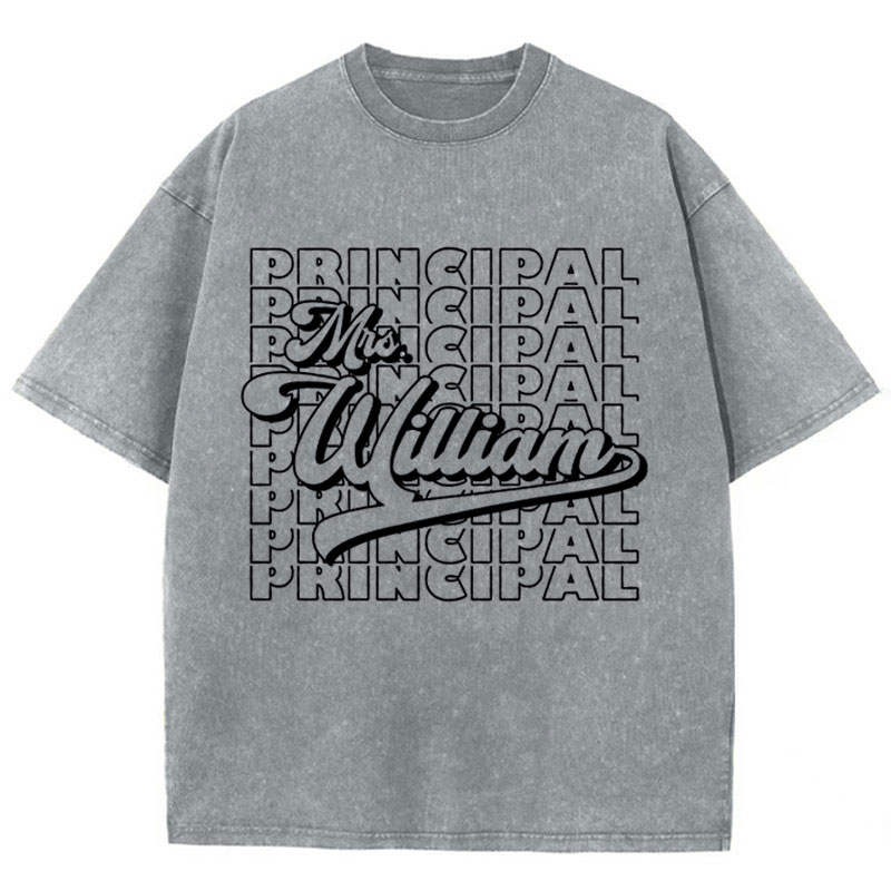 Personalized Name And Position Simple Teacher Washed T-Shirt