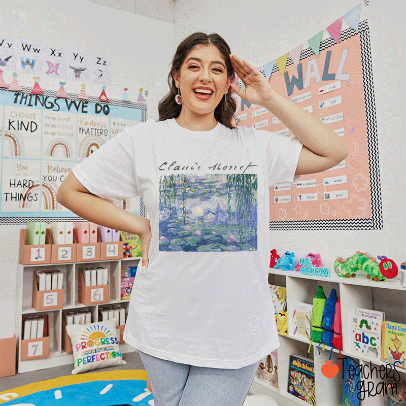 Claude Monet Water Lilies Teacher T-Shirt
