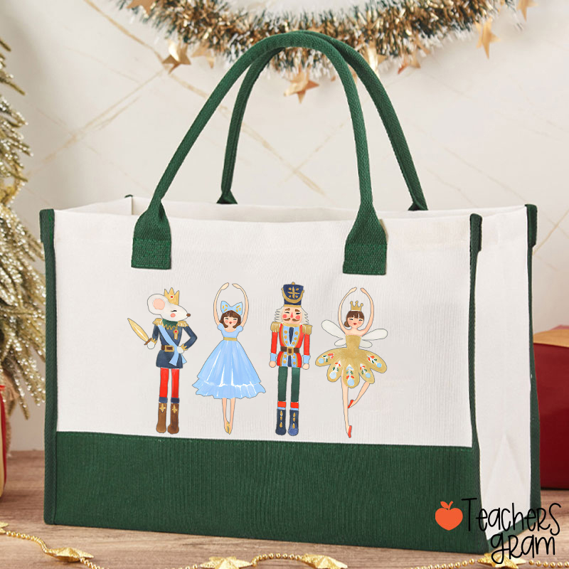 Nutcracker Merry Christmas Dance Teacher Cotton Tote Bag