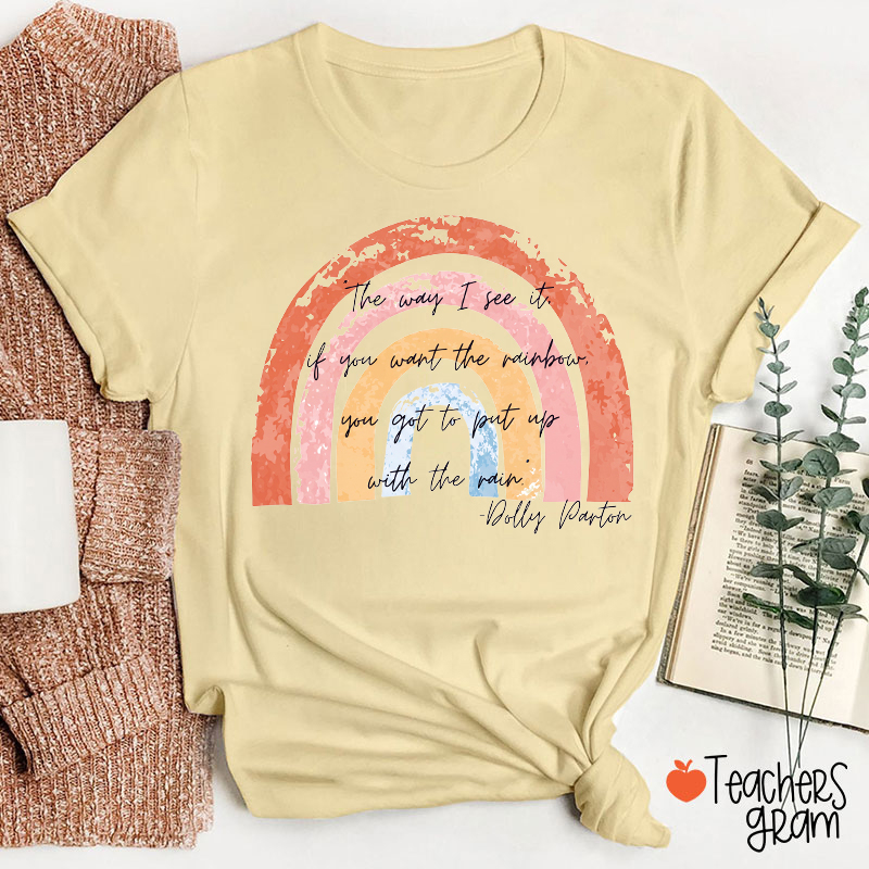 Boho Distressed Watercolor Rainbow Inspirational Quote Teacher T-Shirt