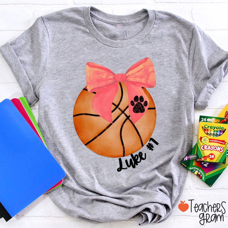 Personalized Sport And Text Coquette Bow Game Day Teacher T-Shirt