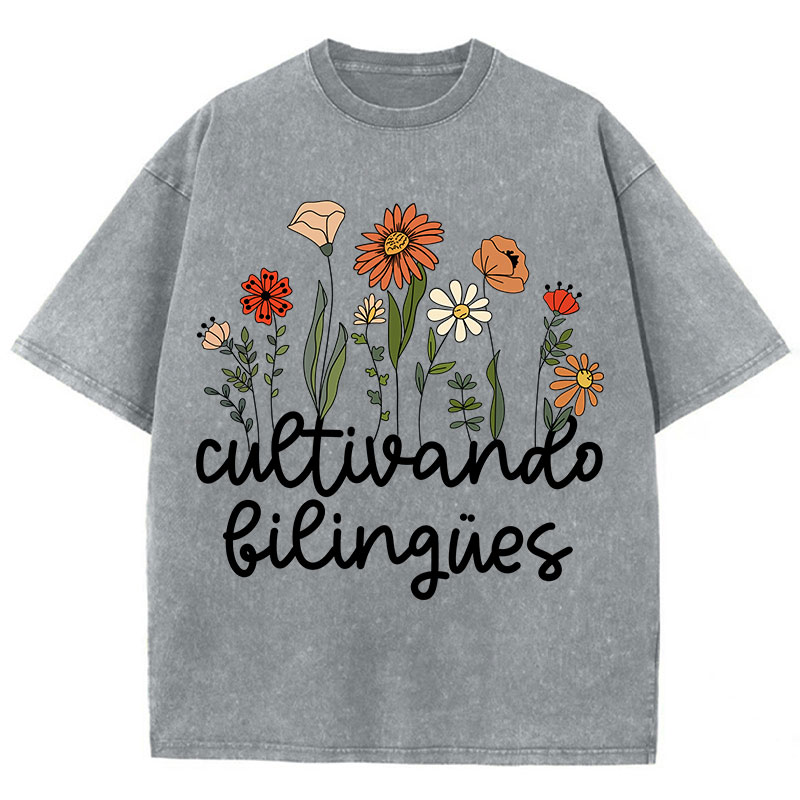 Cultivando Bilingues Spanish Teacher Washed T-Shirt