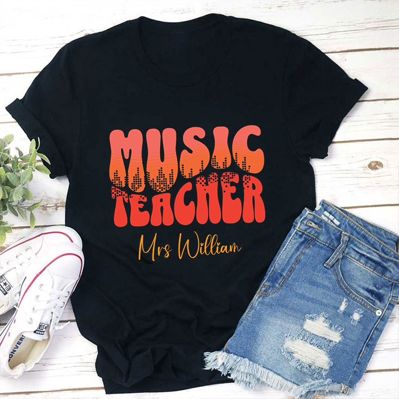 Personalized Music Teacher's Name  The Rhythm Of Music Teacher T-Shirt