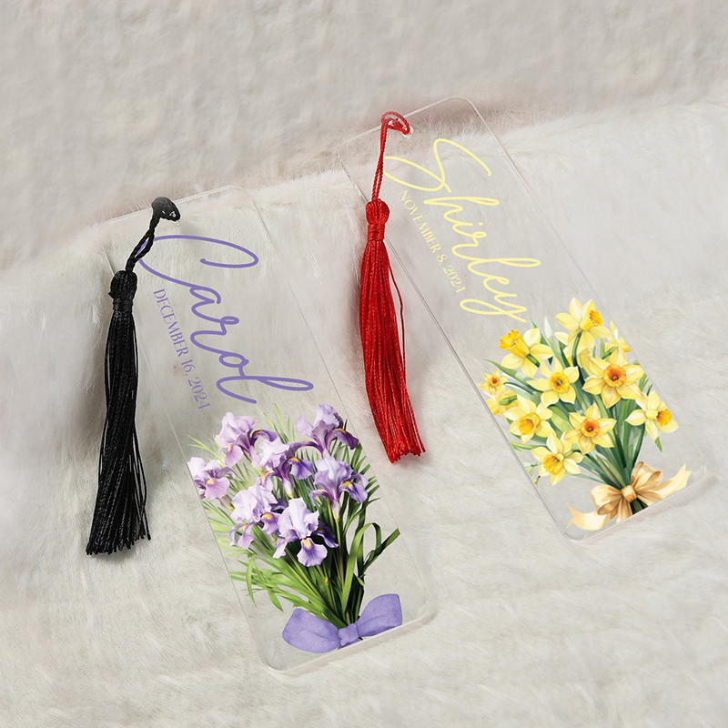 Personalized Birth Flower Bouquet Printed Teacher Bookmark
