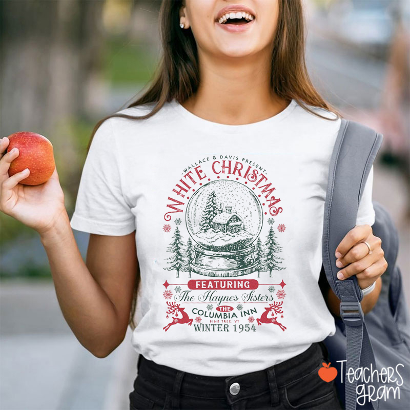 White Christmas Winter 1954 Teacher T-Shirt