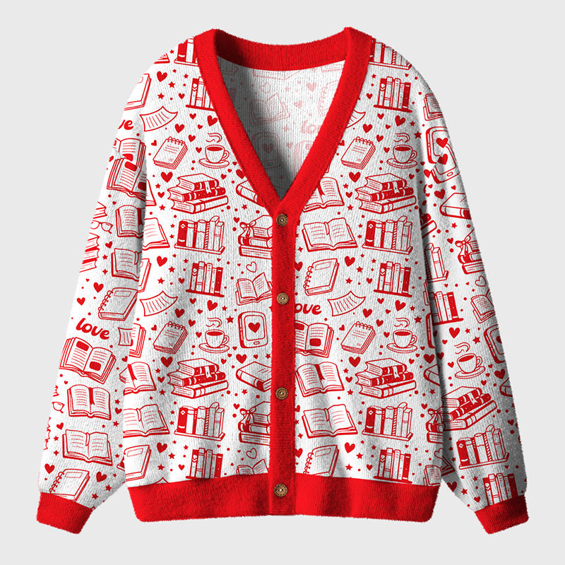Book Lover Valentine's Day Teacher Ugly Cardigan Sweaters