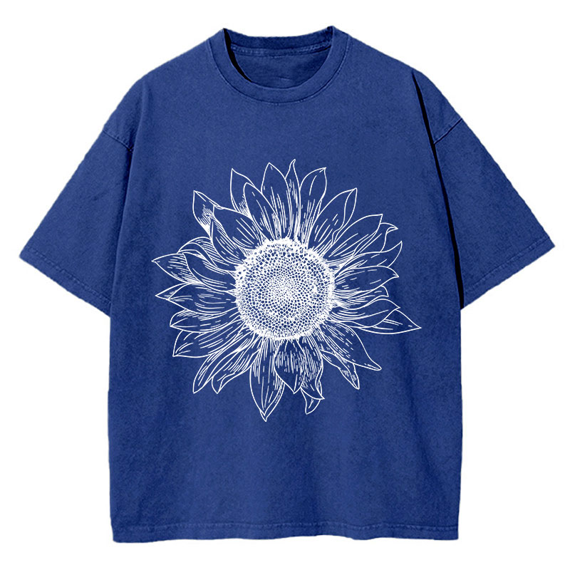 Floral Sunflower Teacher Washed T-Shirt