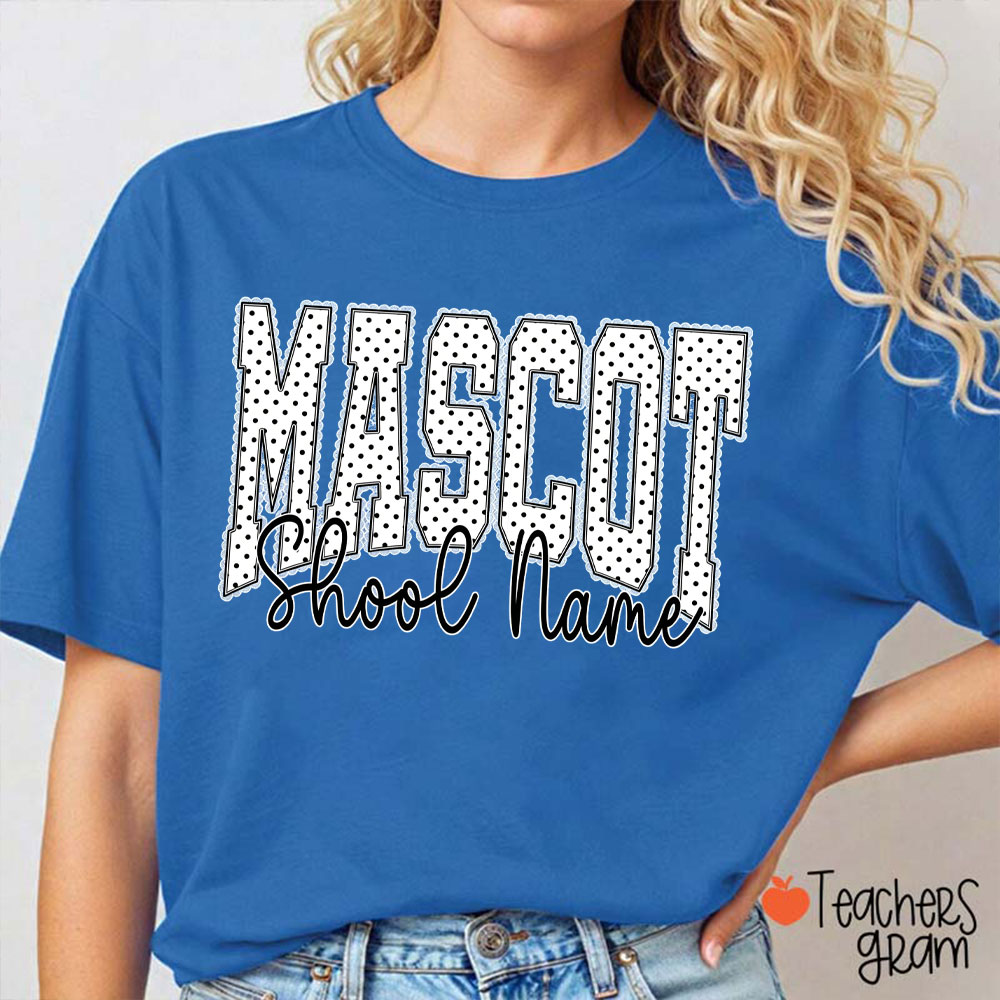 Personalized Mascot Cute Polka Dot Letter Teacher T-Shirt
