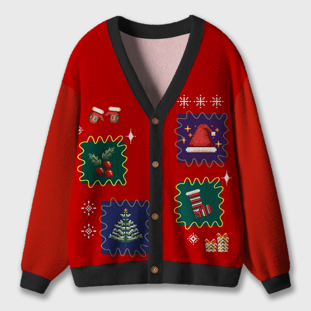 Cute Christmas Patch Design Teacher Ugly Cardigan Sweaters
