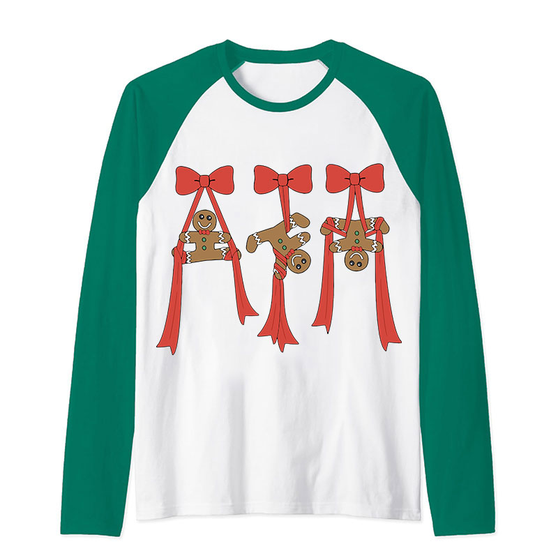 Gingerbread Man Christmas Dance Teacher Raglan Long Sleeve T-Shirt