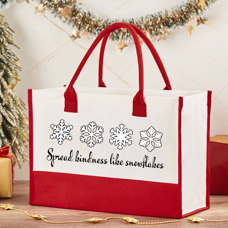 Spread Kindness Like Snowflakes Christmas Teacher Cotton Tote Bag
