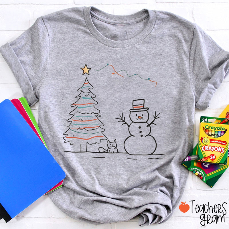 Christmas Tree Snowman Teacher T-Shirt