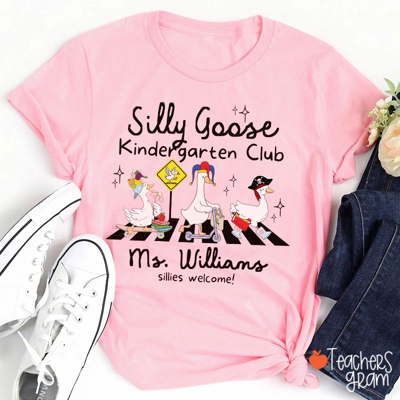 Personalized Campus Name And Name Three Geese Zebra Crossing Sign Teacher T-Shirt