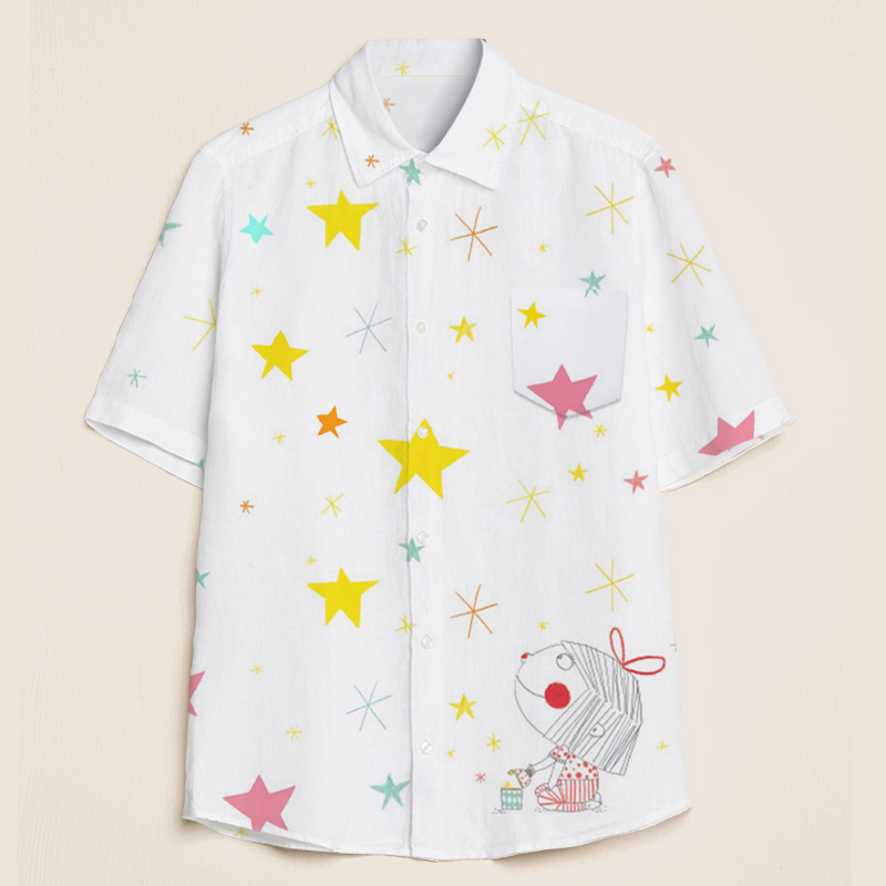 Stars And Little Girl Teacher Short Sleeve Shirt