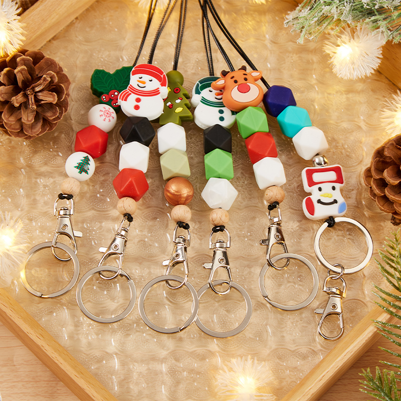 Merry Christmas Beaded Tassel Lanyard