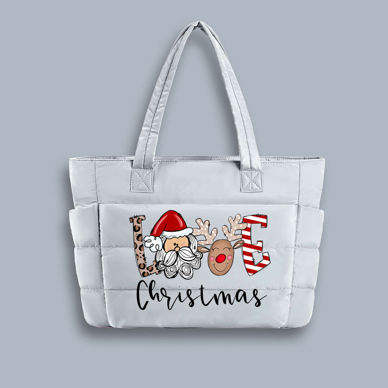 Love Christmas Teacher Puffy Tote Bag