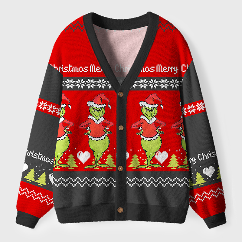 Merry Christmas Mean Guy Teacher Ugly Cardigan Sweaters