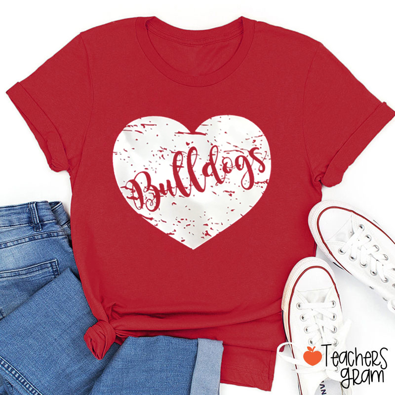 Personalized Mascot Distressed Heart Teacher T-Shirt