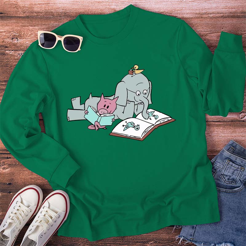 The Elephant And The Little Pig Read Together Teacher Long Sleeve T-Shirt