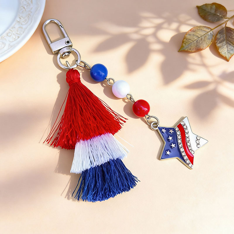 Red White And Blue 4th Of July Vibes Teacher Keychain
