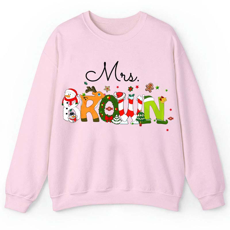 Personalized Christmas Style Teacher Sweatshirt