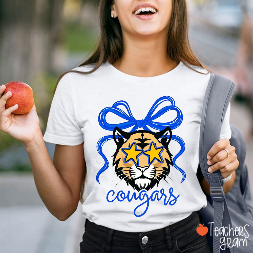Personalized Mascot Big Bow School Spirit Teacher T-Shirt