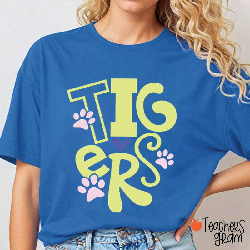 Personalized Mascot Cute Fonts Paw School Spirit Teacher T-Shirt
