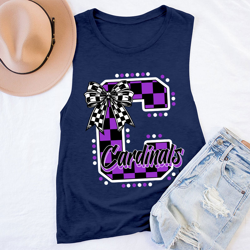 Personalized Mascot Checkered Print Teacher Tank Top