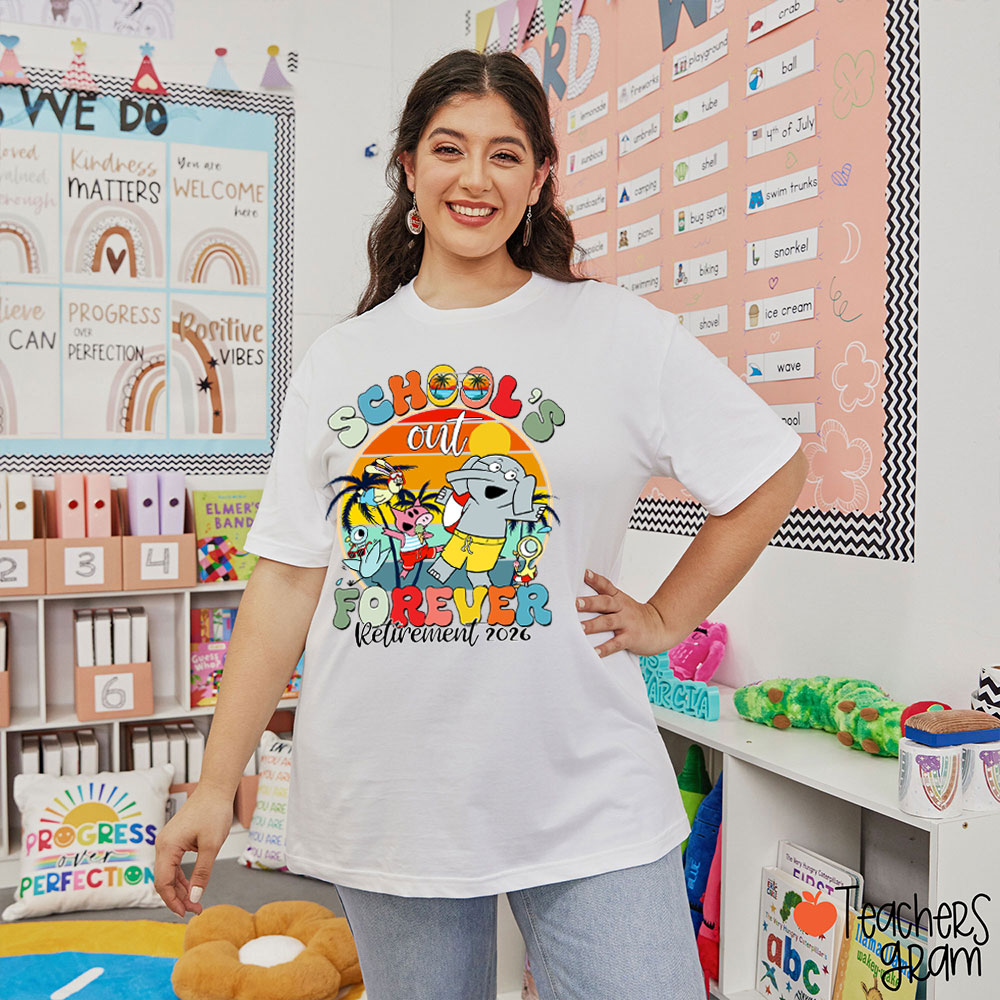 Personalized Year School's Out Forever Retired Teacher T-Shirt