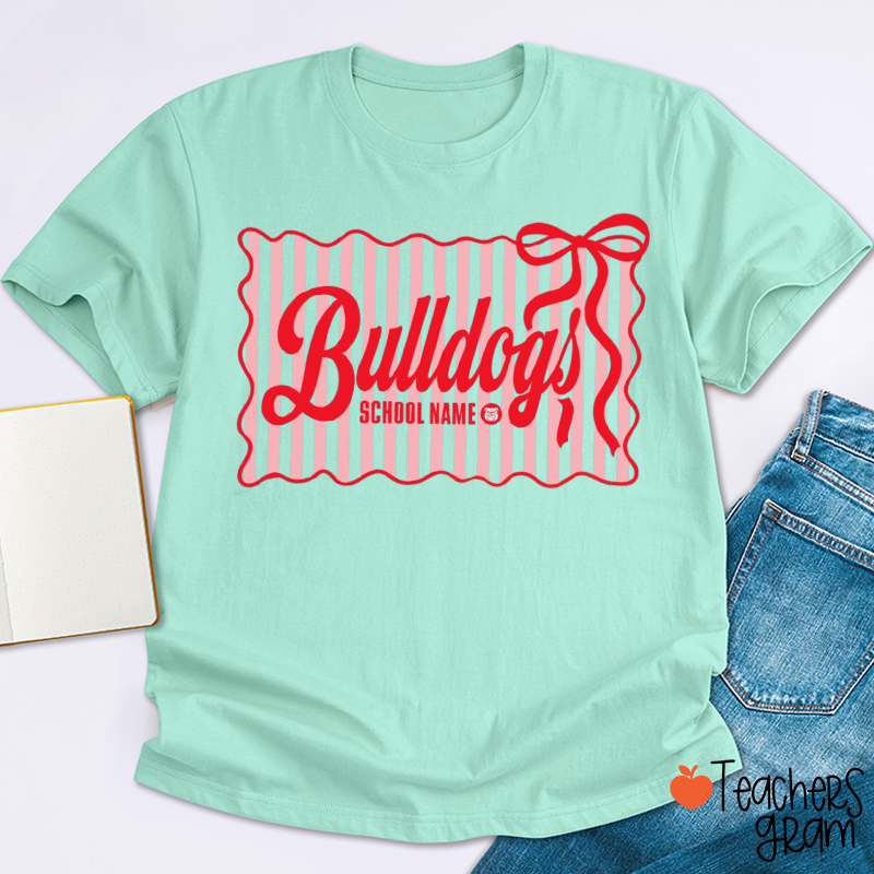 Personalized Retro Stripe Cheer Team Teacher T-Shirt