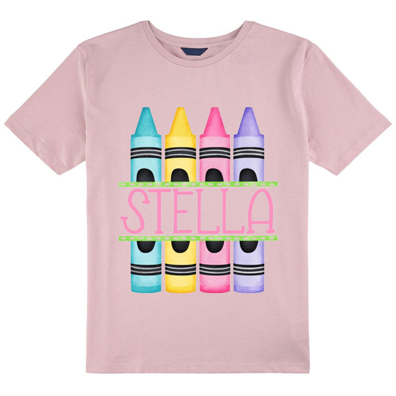Personalized Welcome Back To School Colorful Crayon Kid T-Shirt