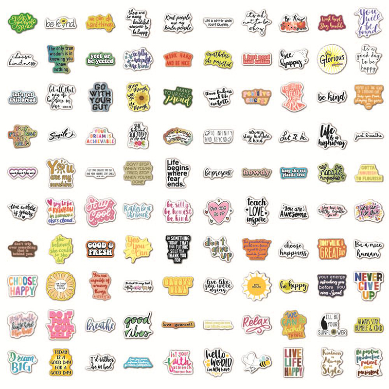 Inspirational Phrases 100 PCS Stickers Pack