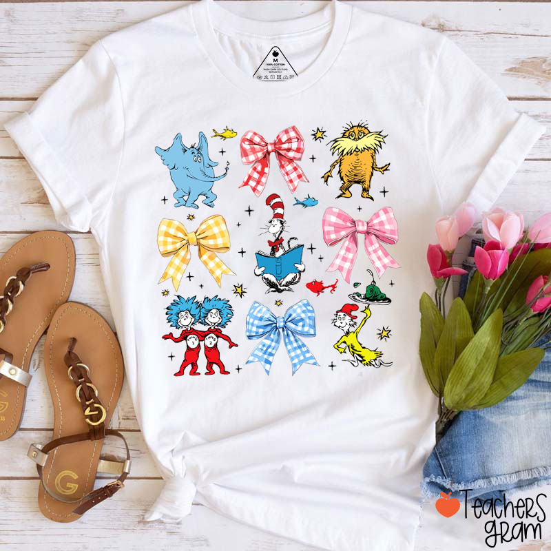 Coquette Bow Reading Day Teacher T-Shirt