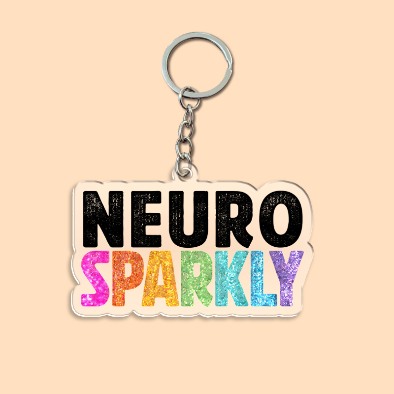 Neuro Sparkly Acrylic Teacher Keychain