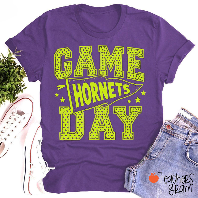 Personalized Cute Dot School Spirit Game Day Teacher T-Shirt