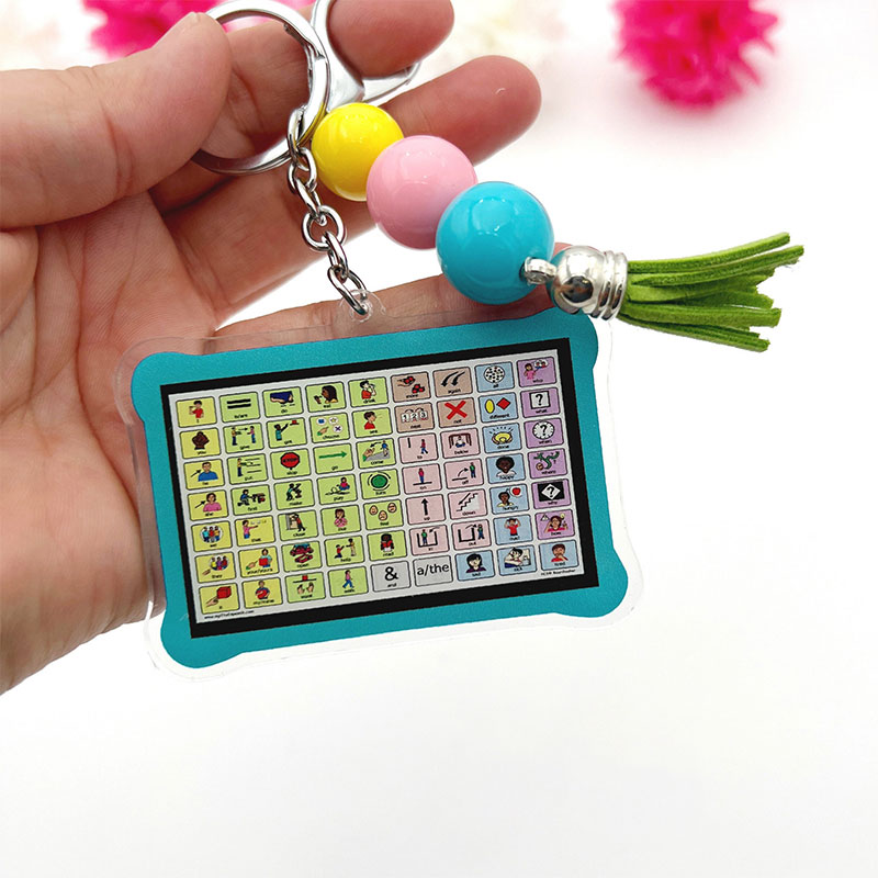 AAC Keychain With Core Vocabulary Teacher Acrylic Keychain